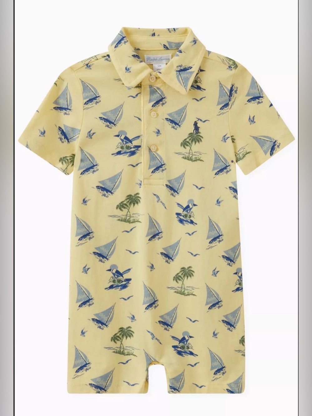 Polo Ralph Lauren Allover Sailboat and Palm Trees Print Romper